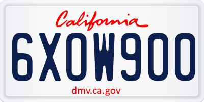 CA license plate 6XOW900