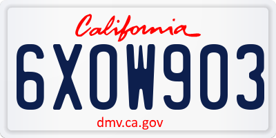 CA license plate 6XOW903