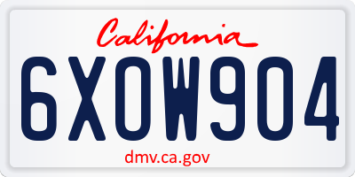 CA license plate 6XOW904