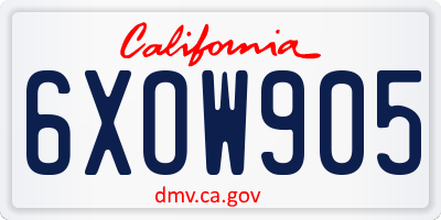 CA license plate 6XOW905