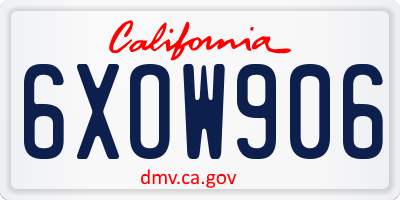 CA license plate 6XOW906