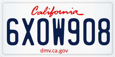 CA license plate 6XOW908