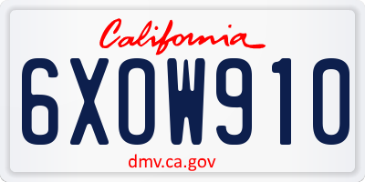 CA license plate 6XOW910
