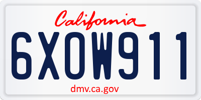 CA license plate 6XOW911
