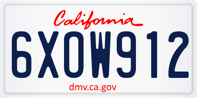 CA license plate 6XOW912