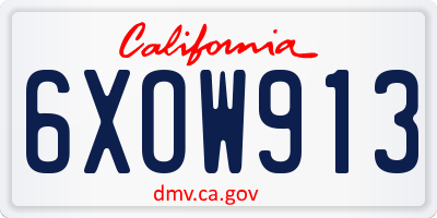 CA license plate 6XOW913
