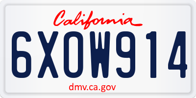 CA license plate 6XOW914