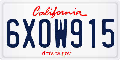 CA license plate 6XOW915