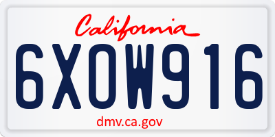 CA license plate 6XOW916