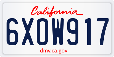 CA license plate 6XOW917