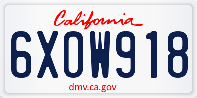 CA license plate 6XOW918