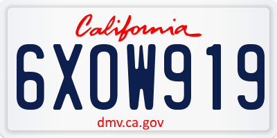 CA license plate 6XOW919