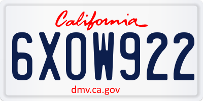 CA license plate 6XOW922