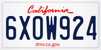 CA license plate 6XOW924