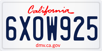 CA license plate 6XOW925