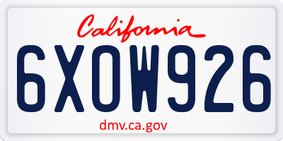 CA license plate 6XOW926