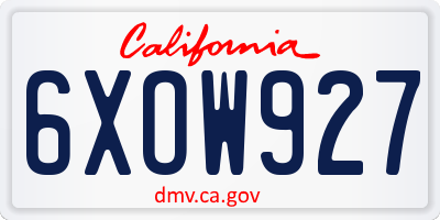 CA license plate 6XOW927