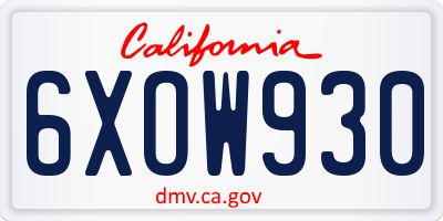 CA license plate 6XOW930