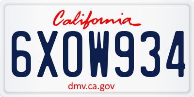 CA license plate 6XOW934