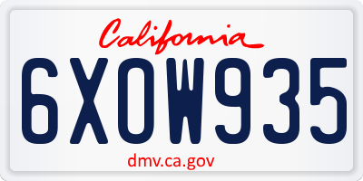 CA license plate 6XOW935