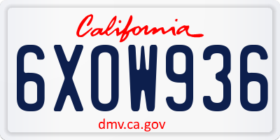 CA license plate 6XOW936
