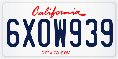 CA license plate 6XOW939