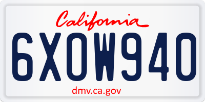 CA license plate 6XOW940