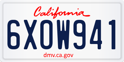 CA license plate 6XOW941
