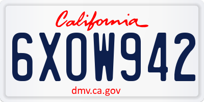 CA license plate 6XOW942