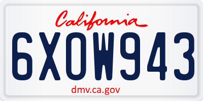 CA license plate 6XOW943