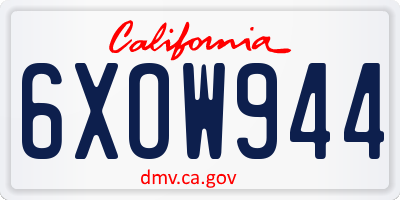 CA license plate 6XOW944