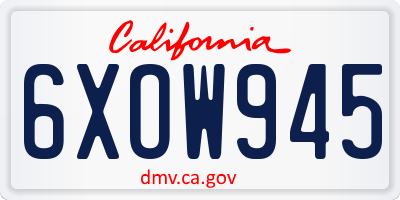 CA license plate 6XOW945