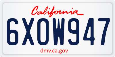 CA license plate 6XOW947