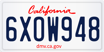 CA license plate 6XOW948