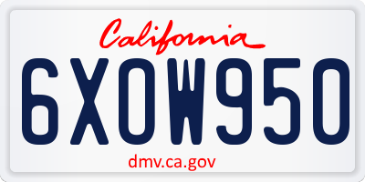 CA license plate 6XOW950