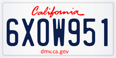 CA license plate 6XOW951