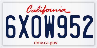 CA license plate 6XOW952