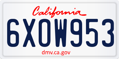 CA license plate 6XOW953