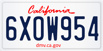 CA license plate 6XOW954