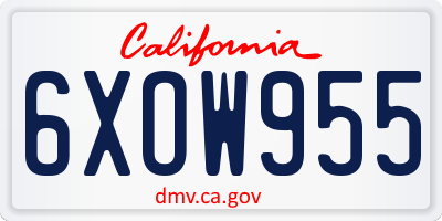 CA license plate 6XOW955