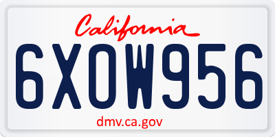 CA license plate 6XOW956