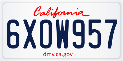 CA license plate 6XOW957