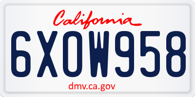 CA license plate 6XOW958