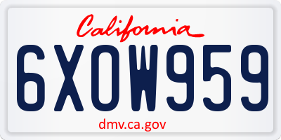 CA license plate 6XOW959