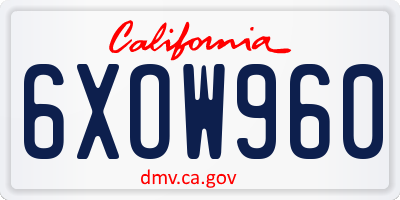 CA license plate 6XOW960