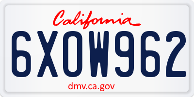 CA license plate 6XOW962