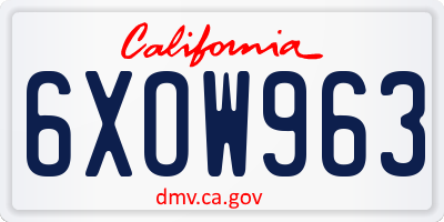 CA license plate 6XOW963