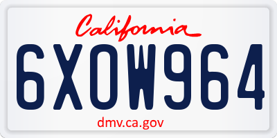 CA license plate 6XOW964