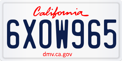 CA license plate 6XOW965