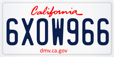 CA license plate 6XOW966